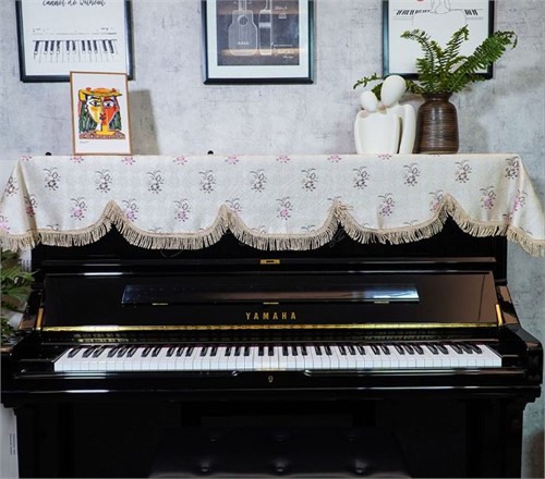 KHĂN PHỦ ĐÀN PIANO HỌA TIẾT CHÙM HOA TÍM KU-025